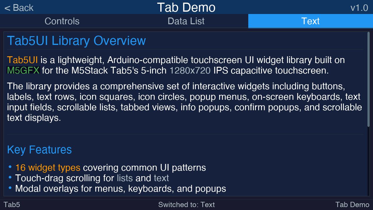 Tab Scrollable Text