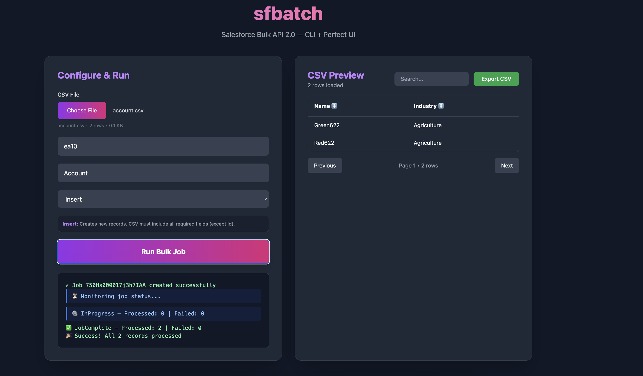 sfbatch UI