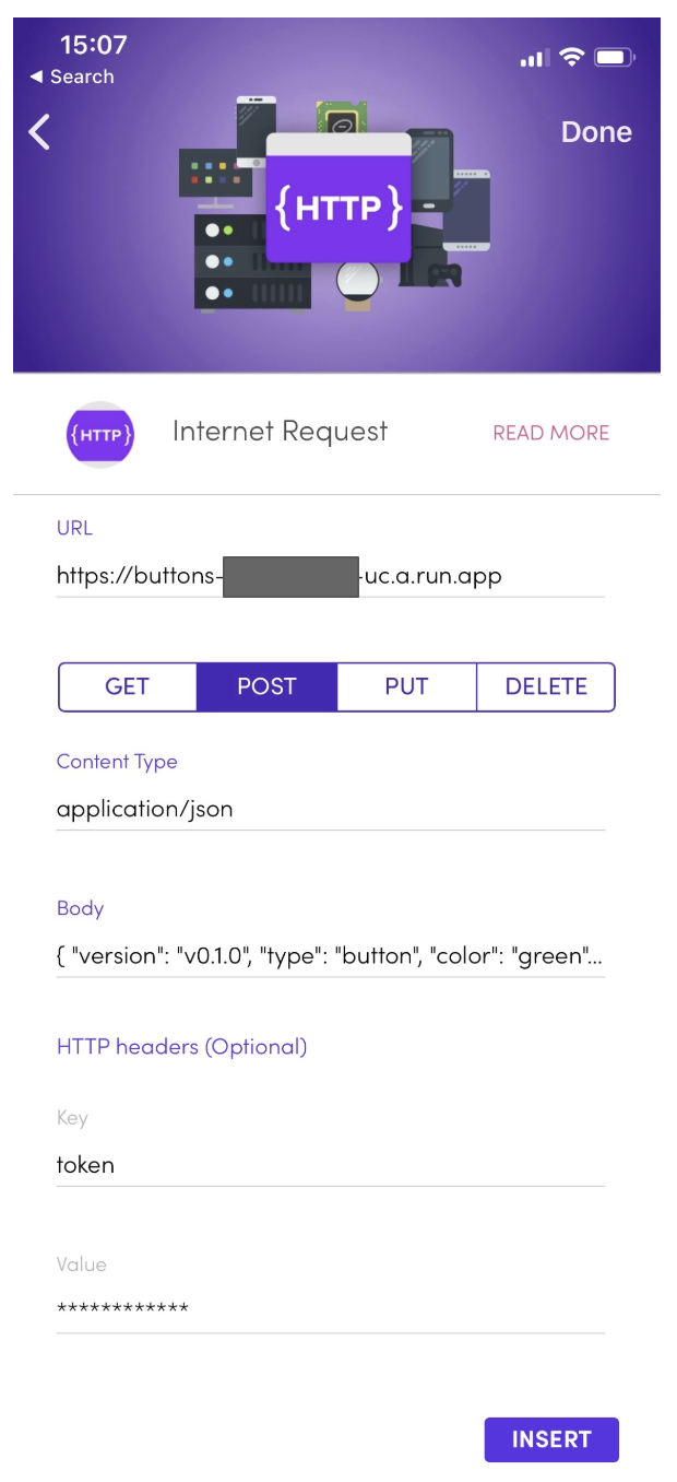 Flic Internet Request Action Configuration