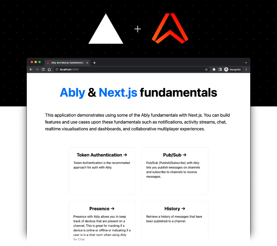 Ably serverless WebSockets and Next.js fundamentals starter kit demo