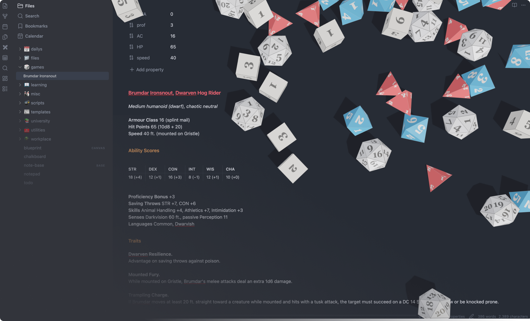 Obsidian Dice Roller