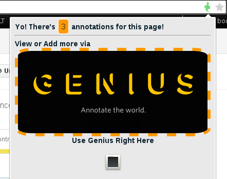 When a page on the web has been annotated on Genius