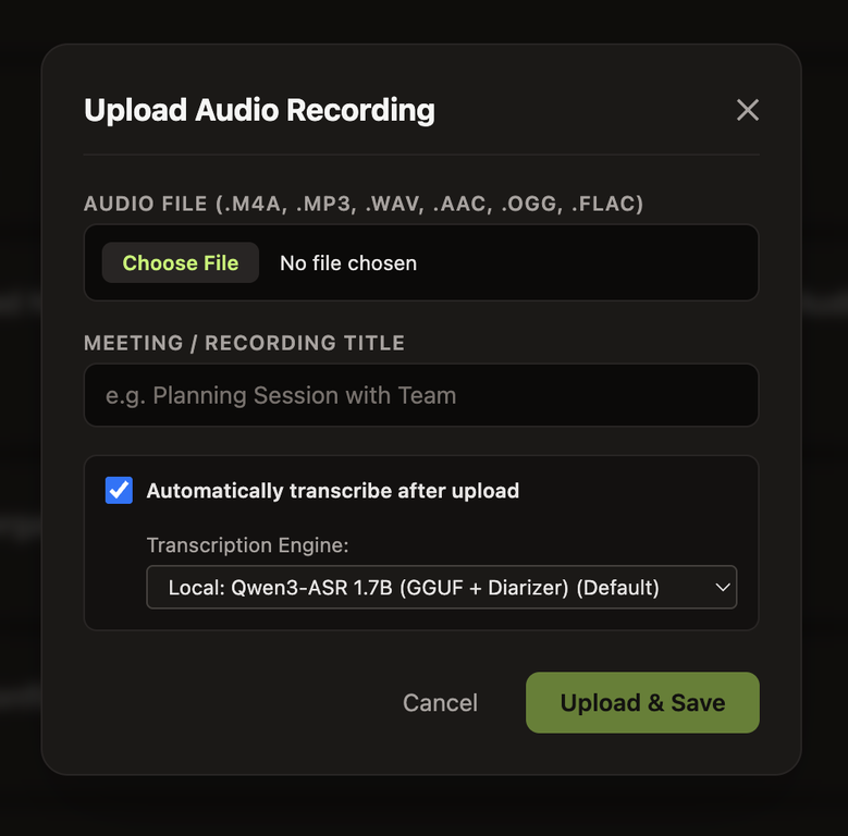 Upload Audio Recording