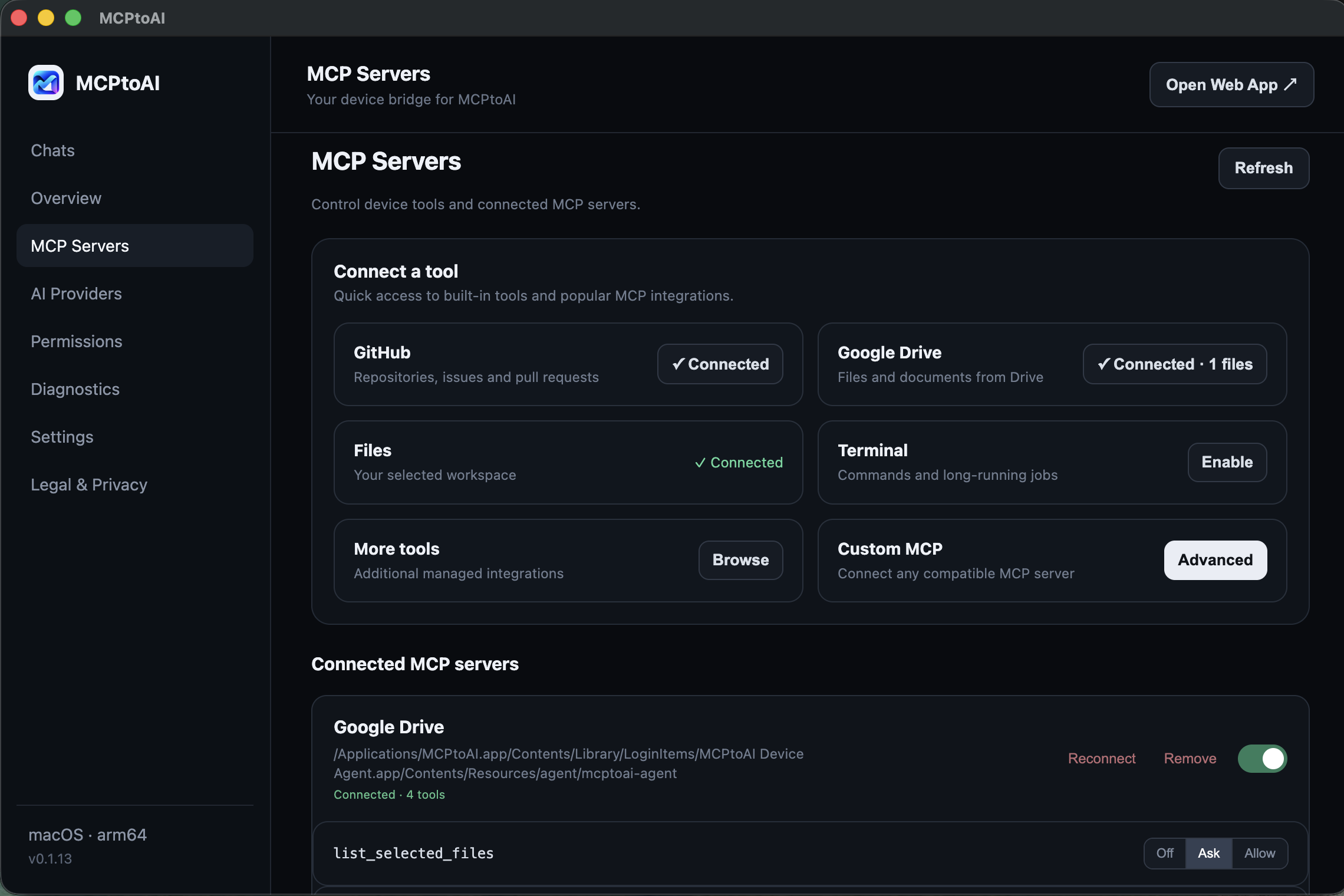 MCPtoAI MCP server connections