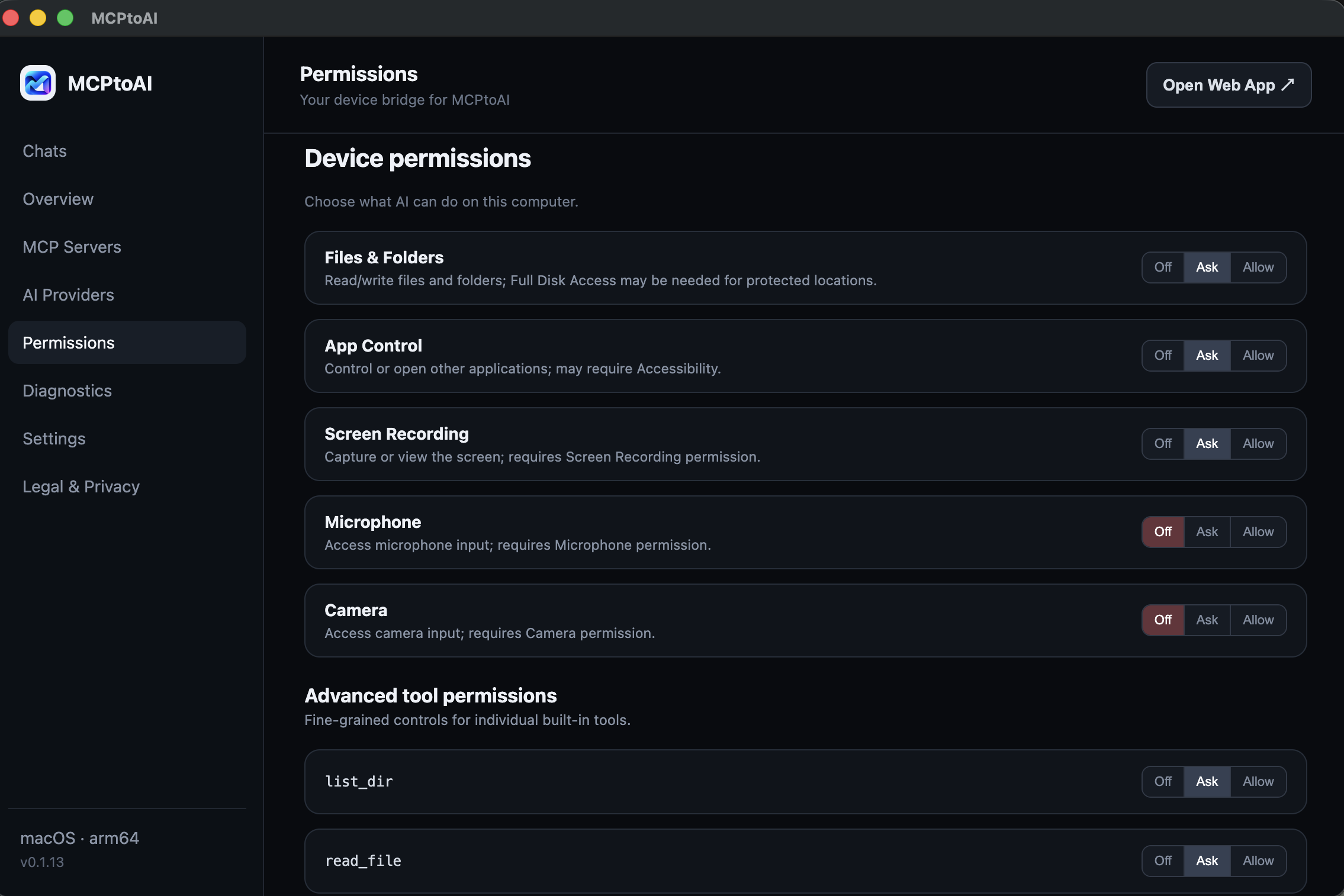 MCPtoAI device permission controls