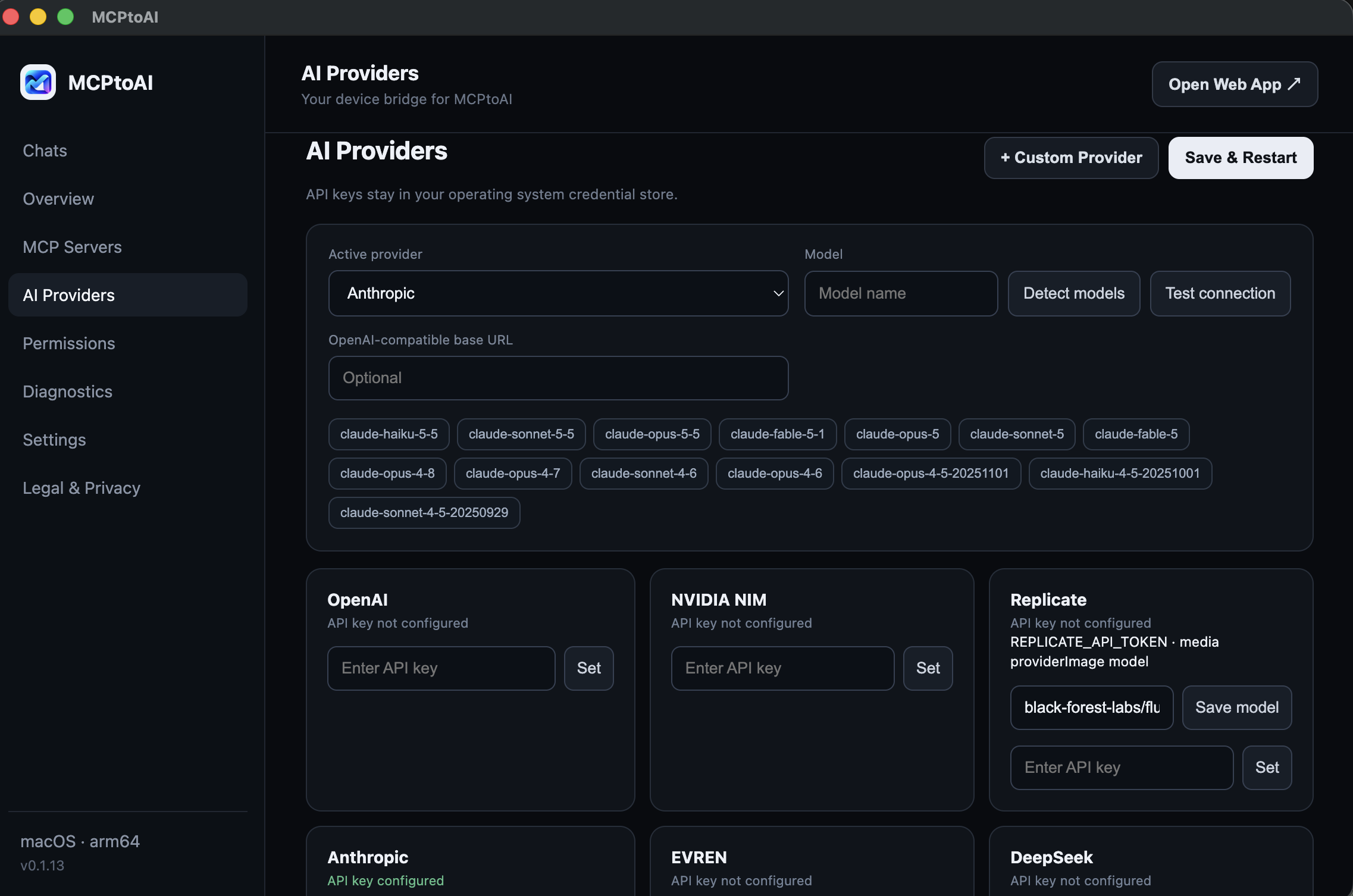 MCPtoAI AI provider configuration