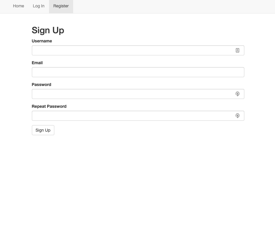 signup page