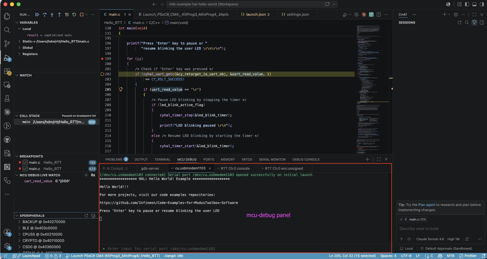 VSCode debug session