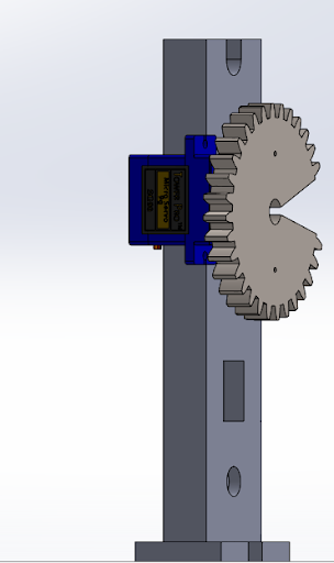 A rendering of the Vertical Servo Arm design used for sprint 1