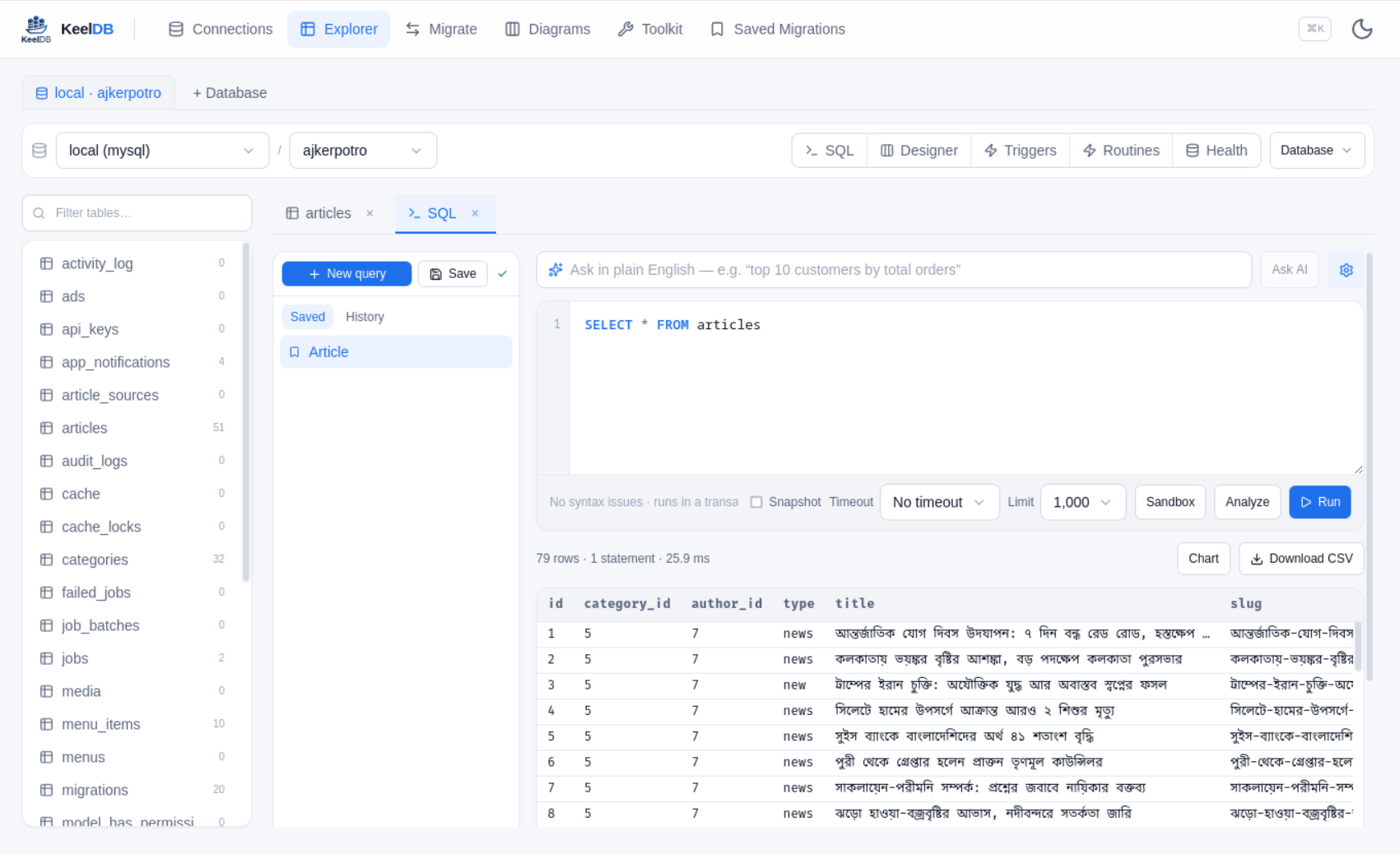 SQL editor