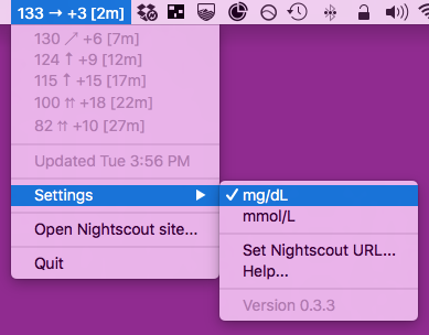 nightscout-osx-menubar screenshot