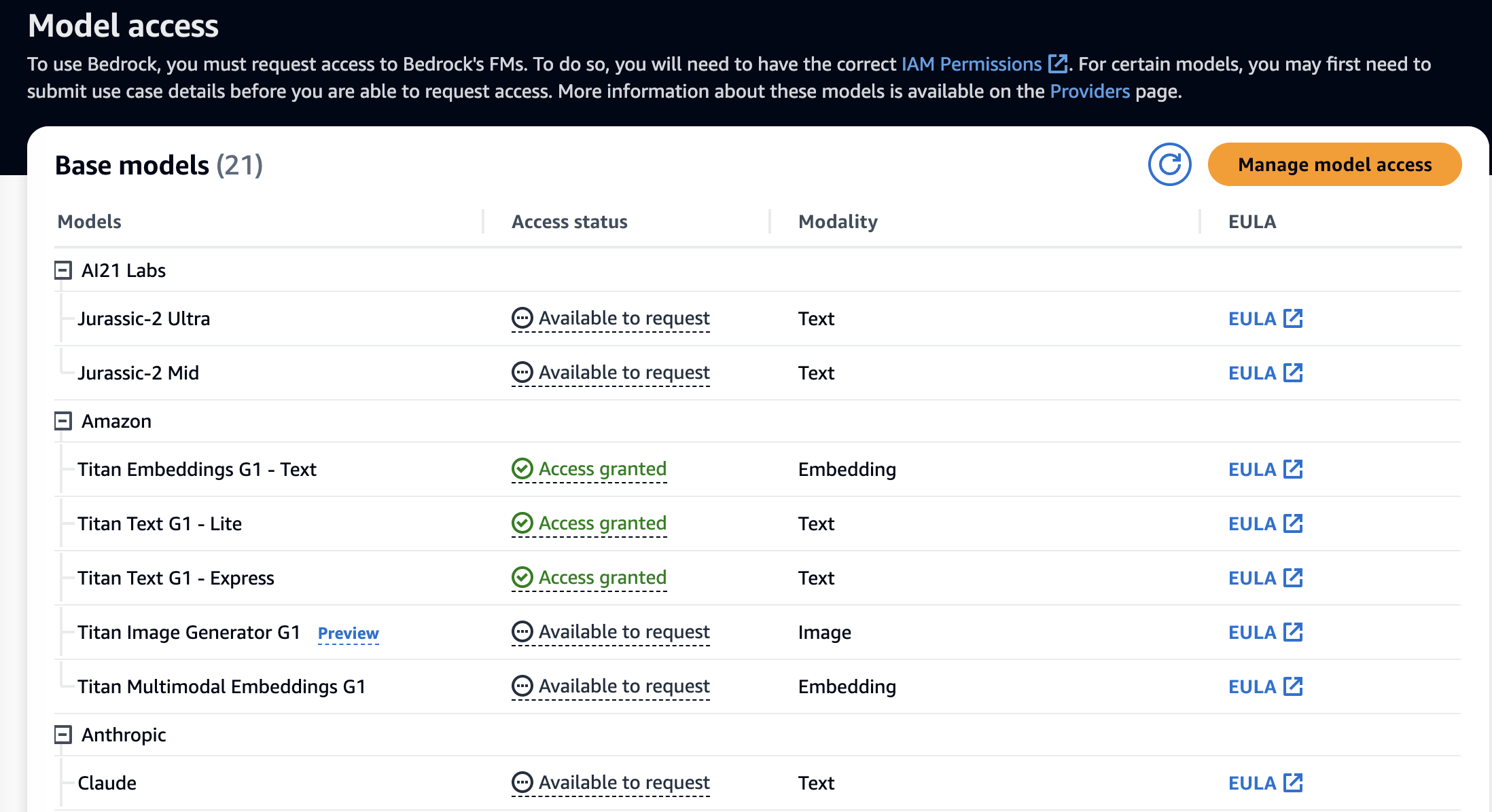 Bedrock Model Access