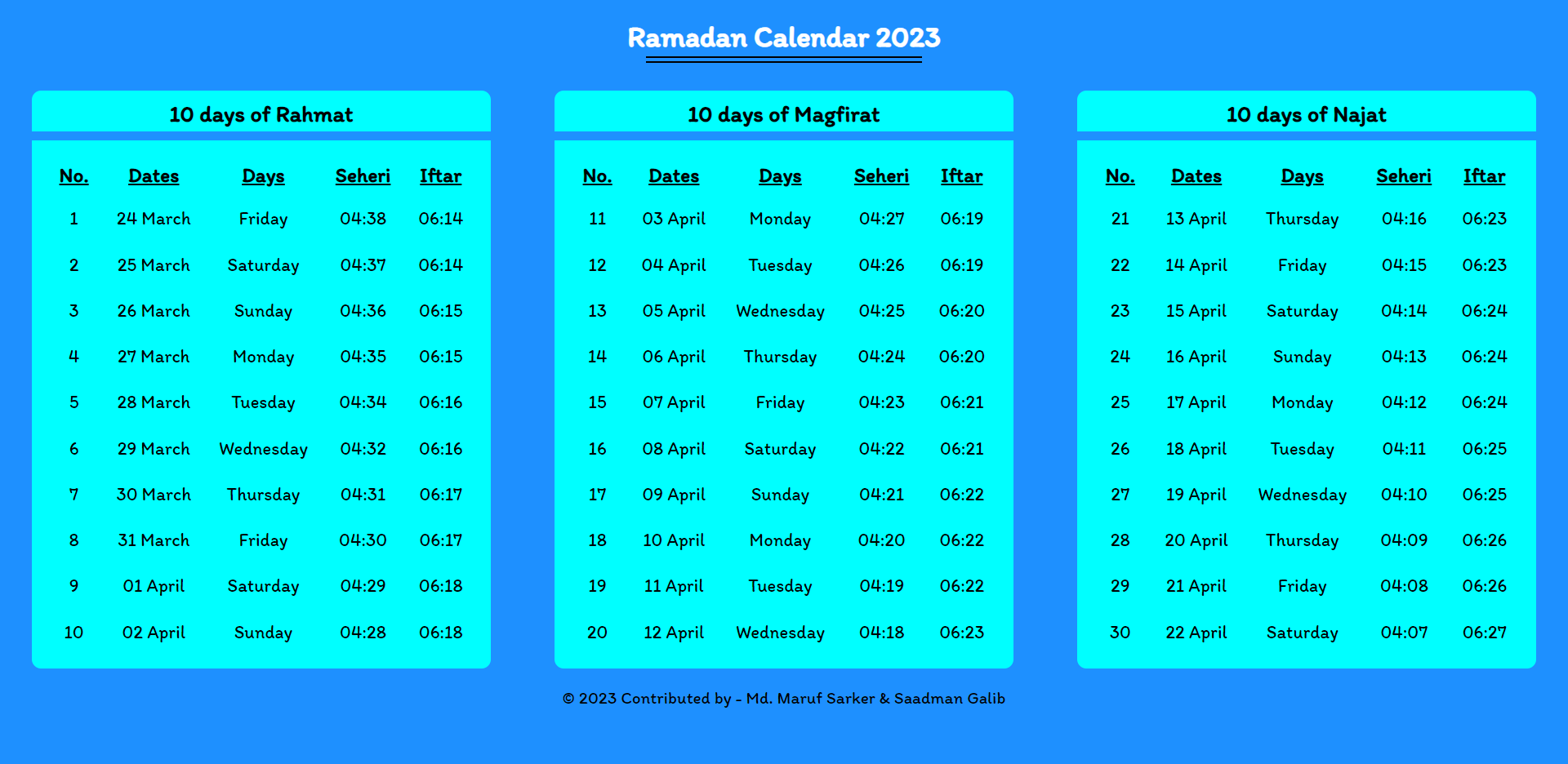 Ramadan Calendar