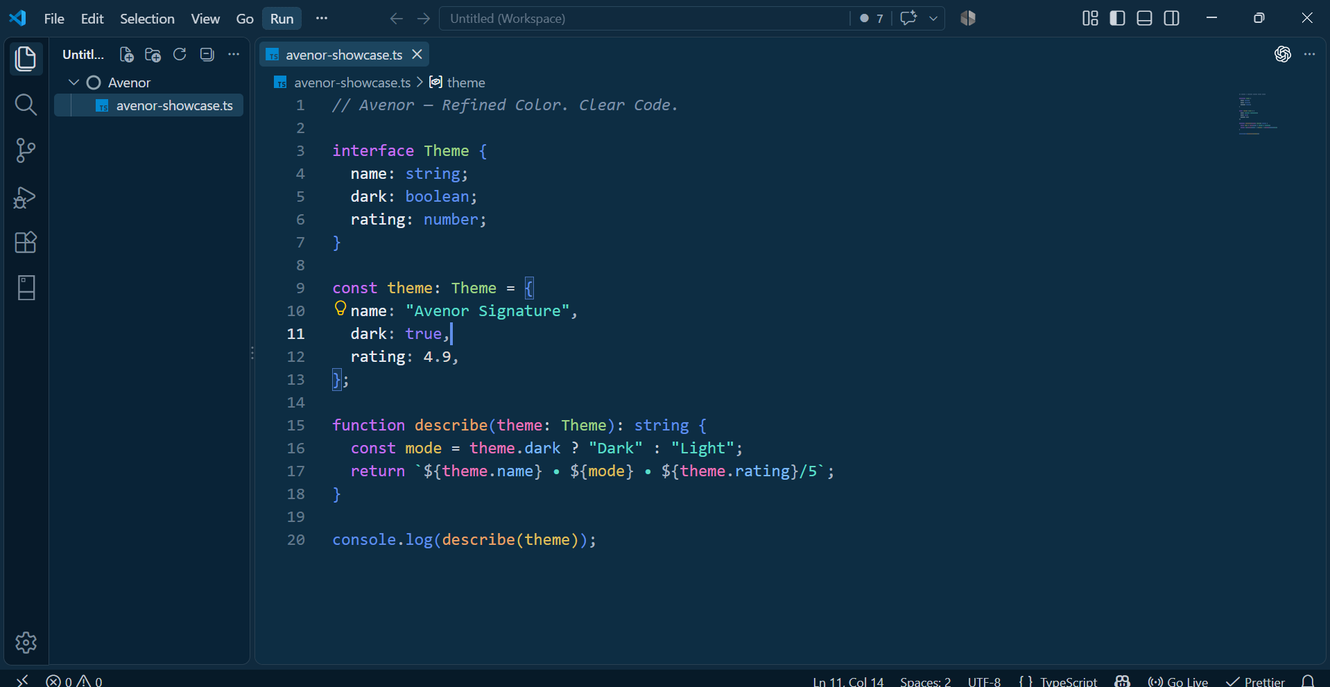 Avenor Cobalt in Visual Studio Code