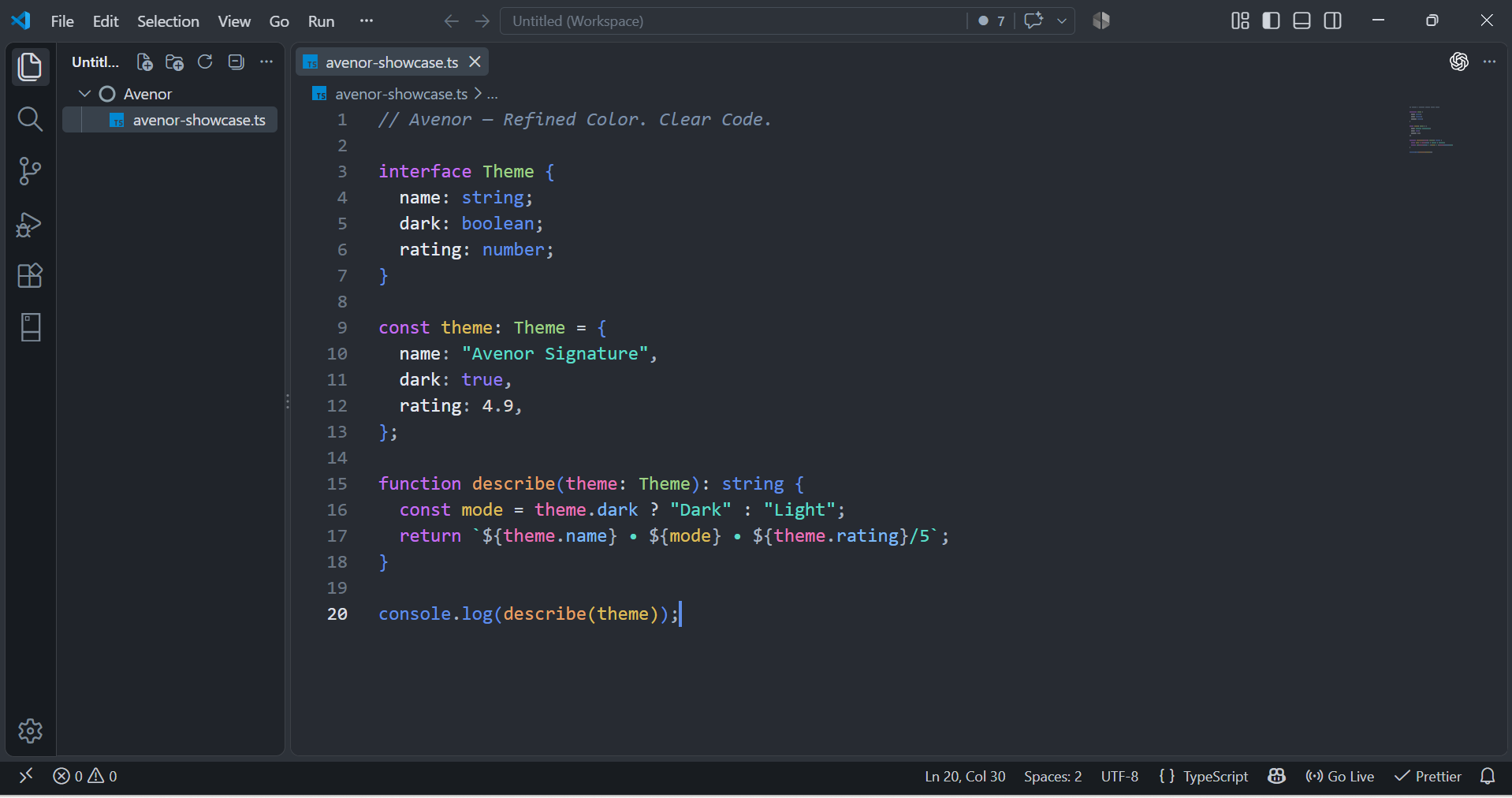 Avenor Gunmetal in Visual Studio Code