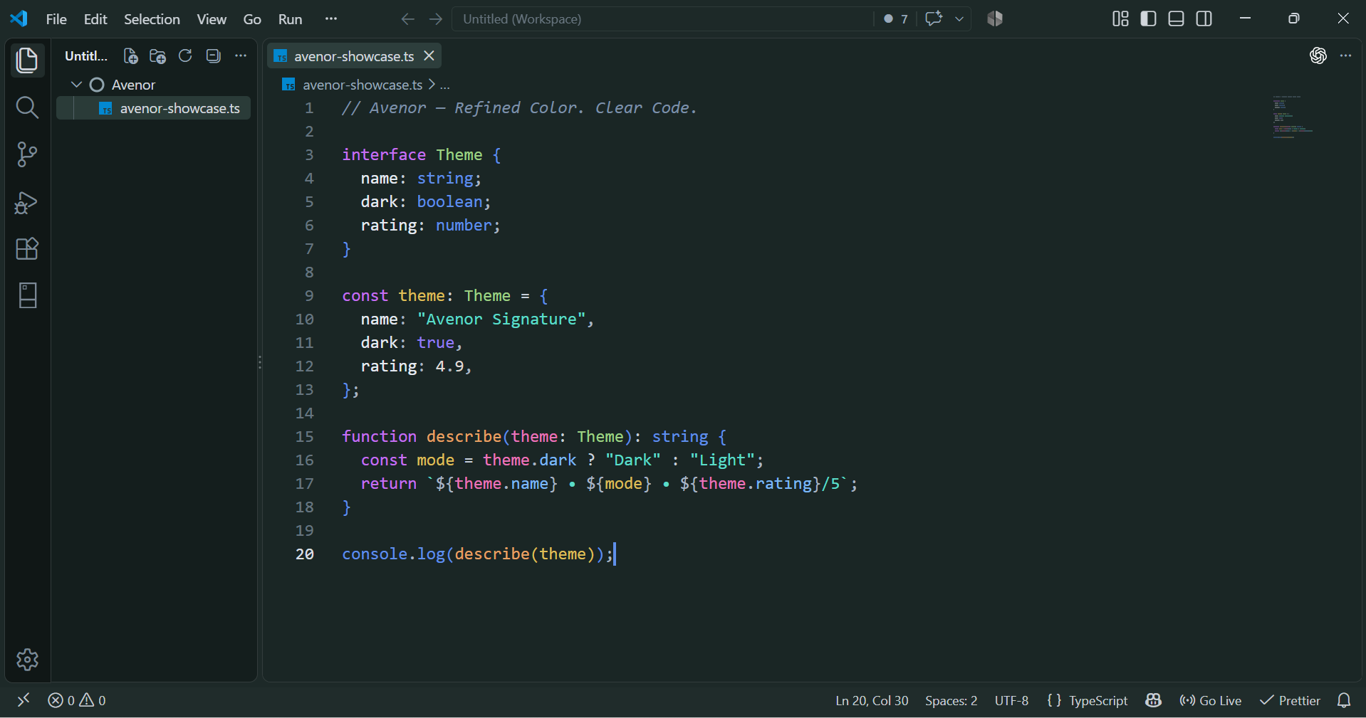 Avenor Jade in Visual Studio Code