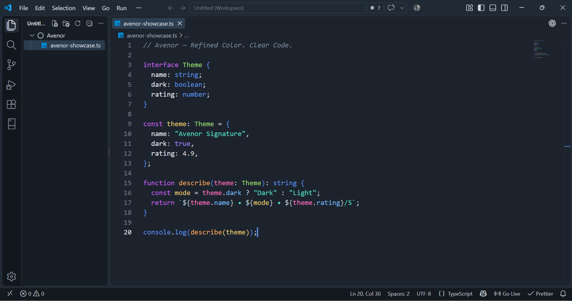 Avenor Signature in Visual Studio Code