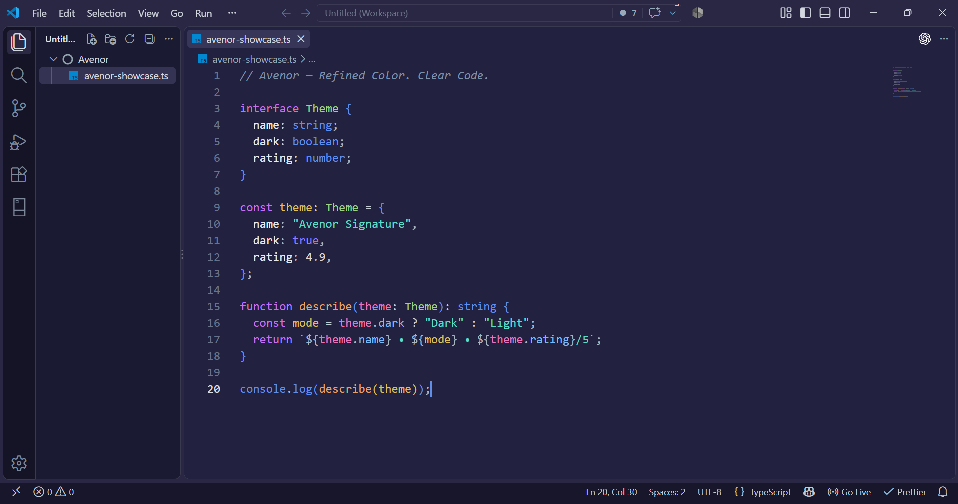 Avenor Twilight in Visual Studio Code