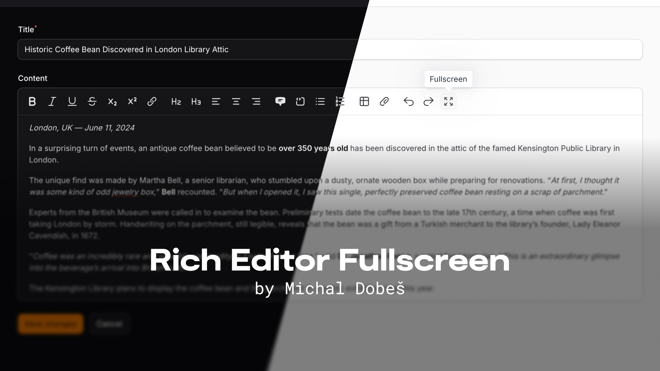Rich Editor Fullscreen plugin cover