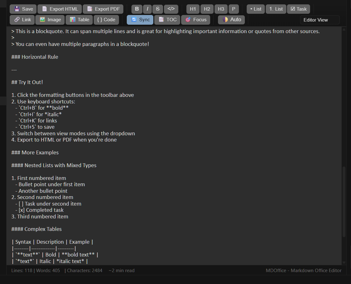 Editor View