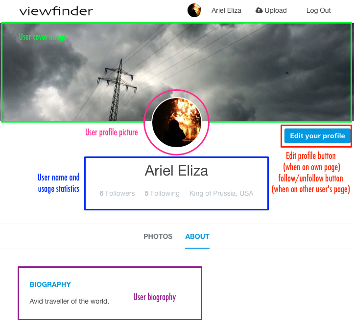 Image of user profile page