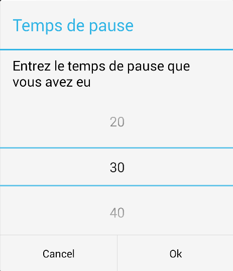 Android modal dialog with a list of choices displayed using a android.widget.NumberPicker