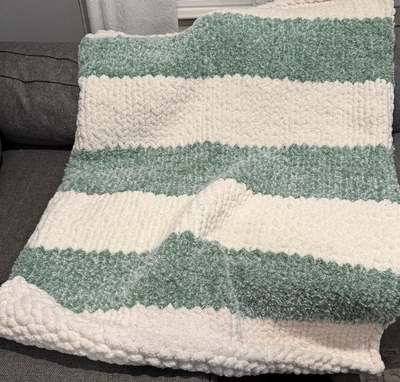 Light green white blanket