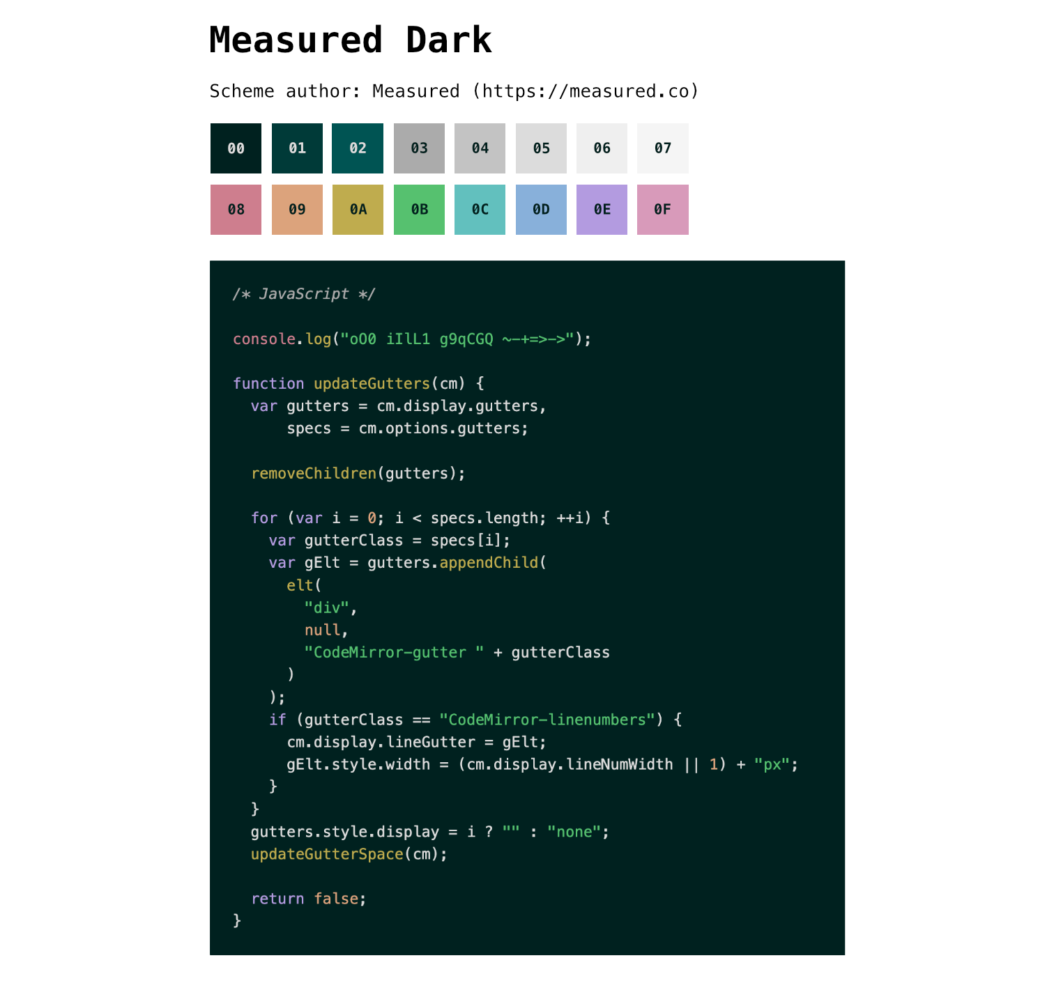 Base16 Measured Dark scheme preview