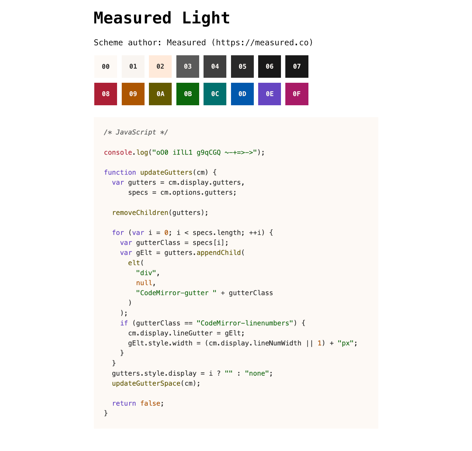 Base16 Measured Light scheme preview