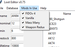 Mods in Use menu