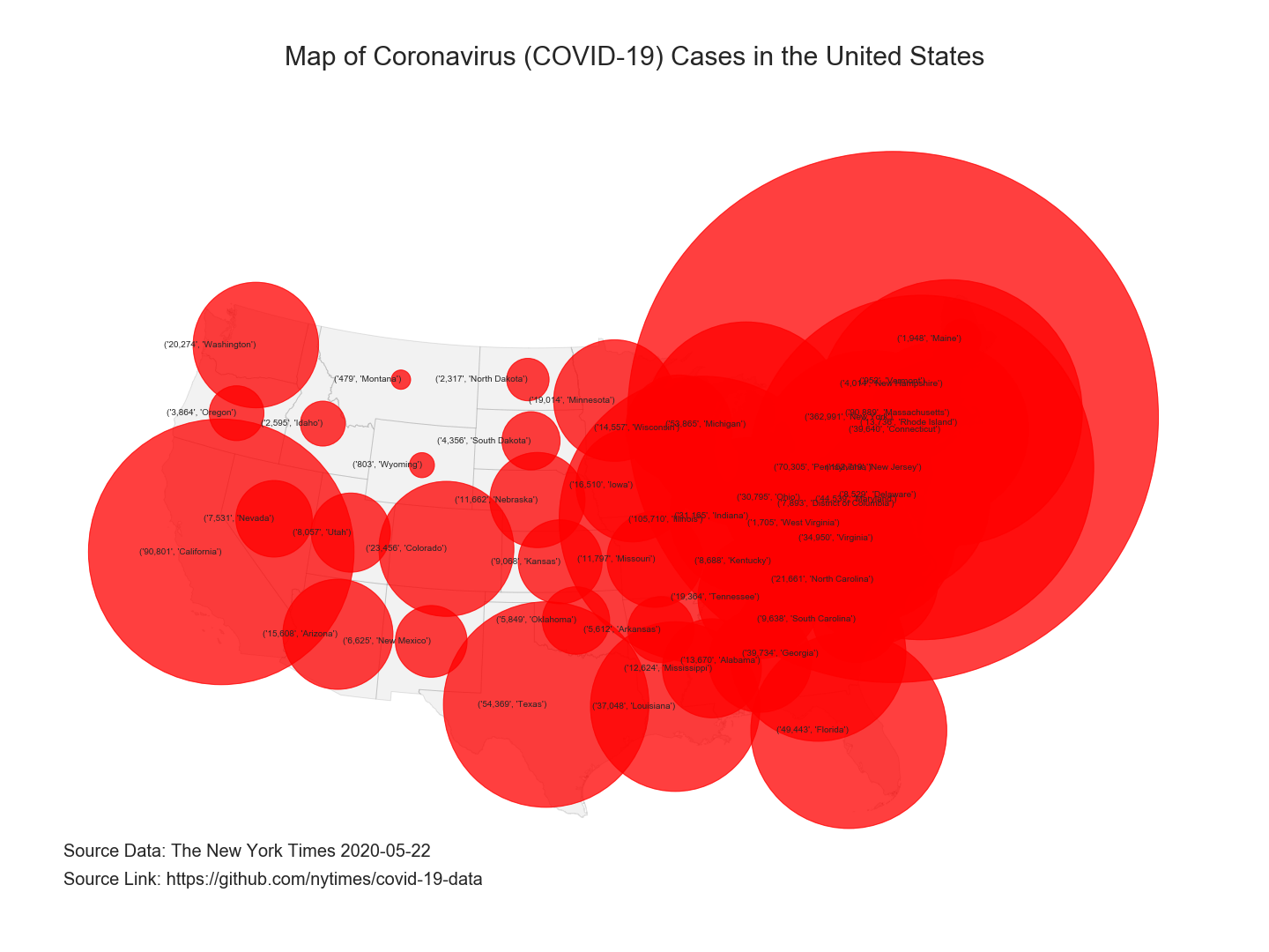 numer of cases state map