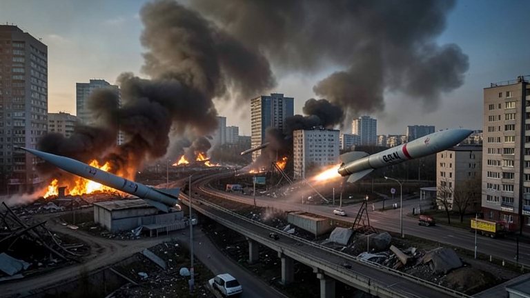 Misiles rusos incendian Kiev y dejan al menos un herido
