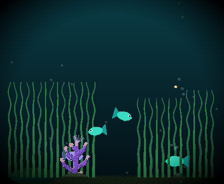 A violet coral IN FRONT of everything
