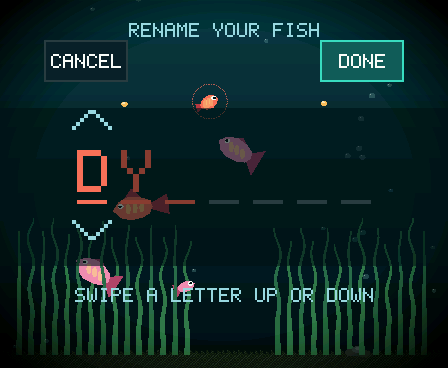 Renaming a fish on the letter wheel