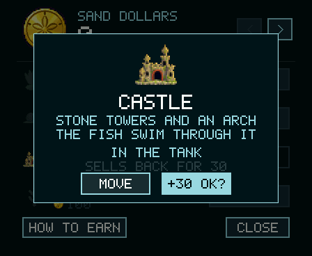 SELL armed in the castle's modal