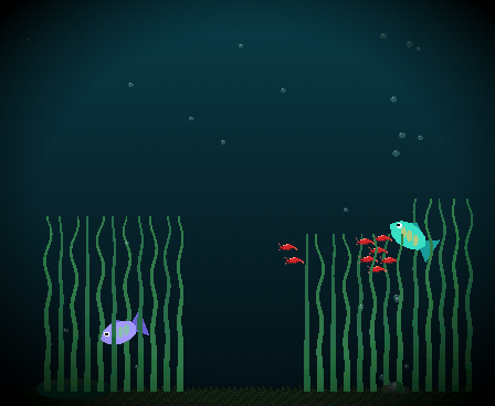 The shrimp school drifting up to the top of the grass
