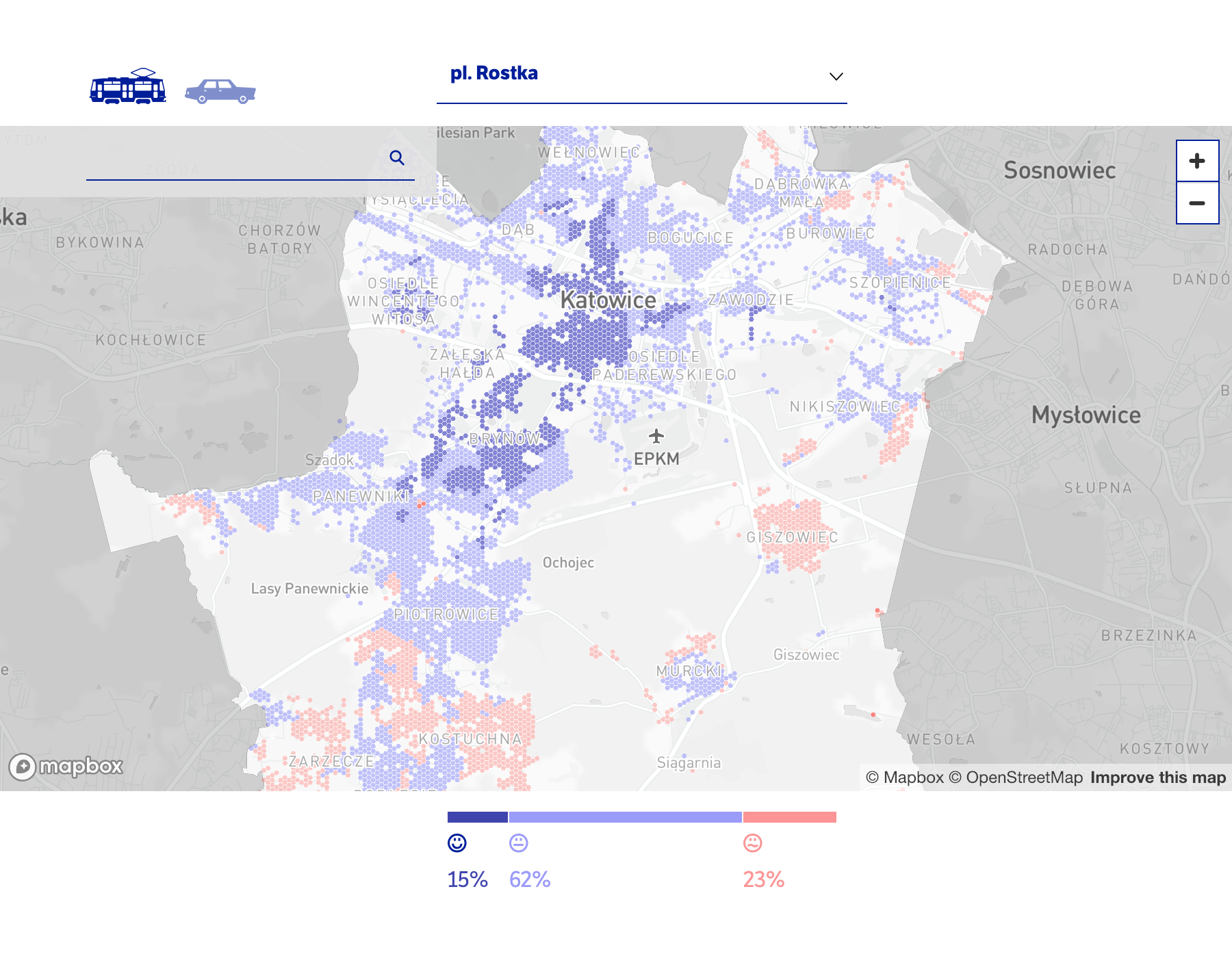 Heatmap visualising travel times