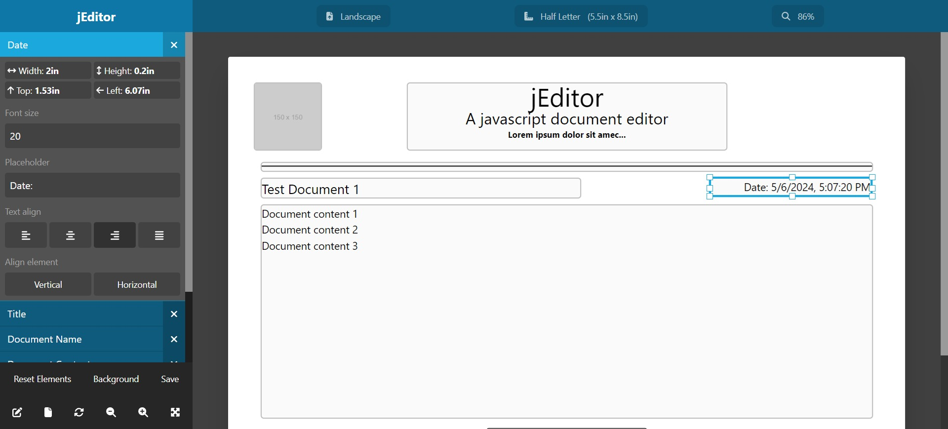 A simple and extensible JavaScript document editor