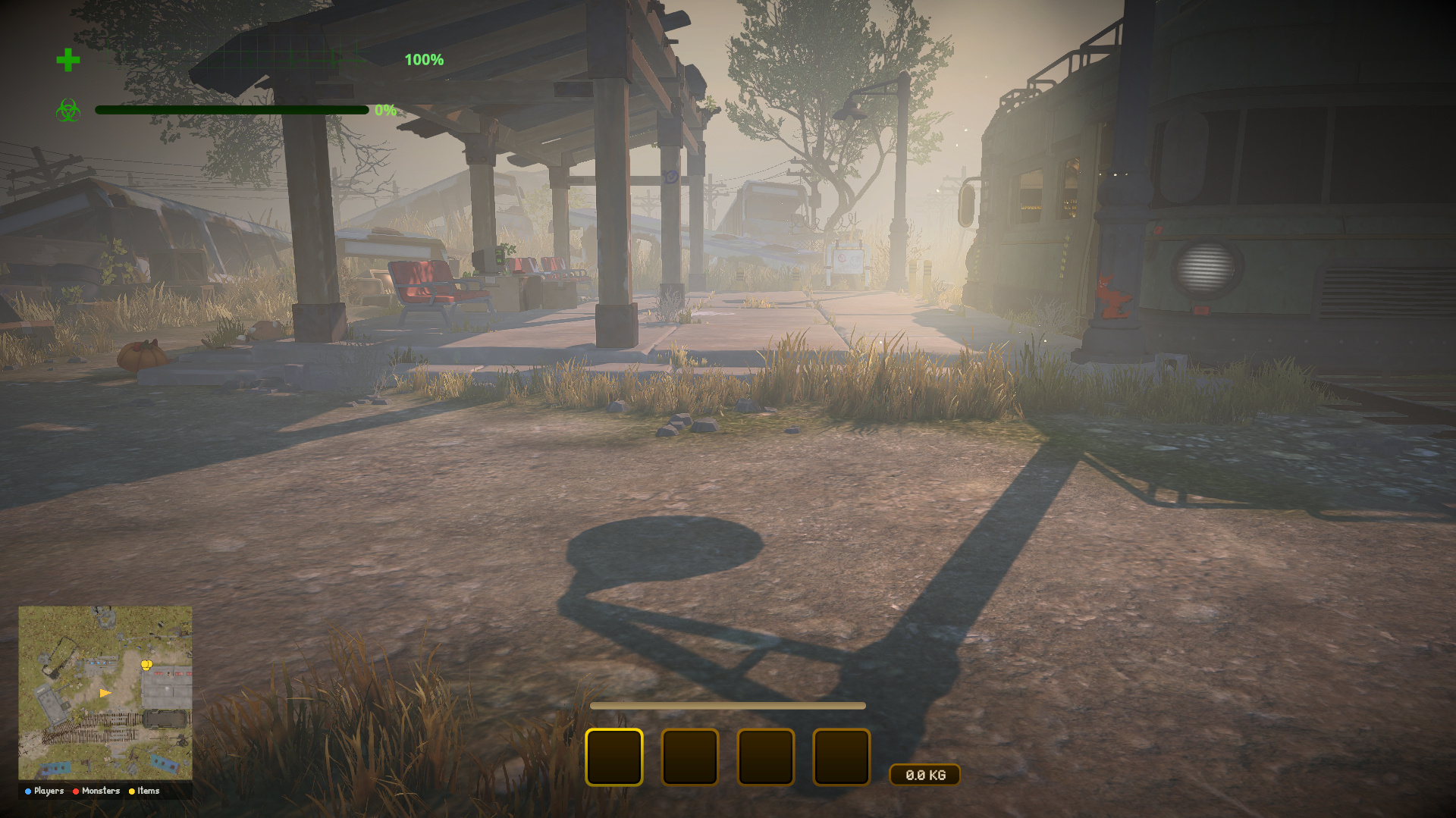 Graphic minimap in the corner with player/monster/item dots