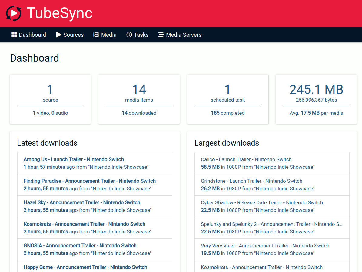 TubeSync Dashboard