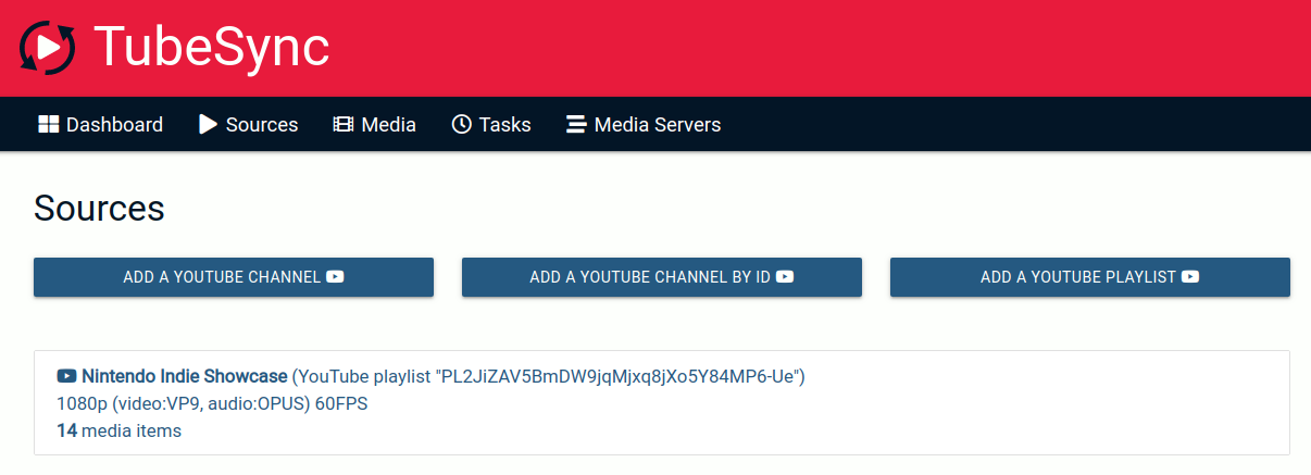 TubeSync sources overview
