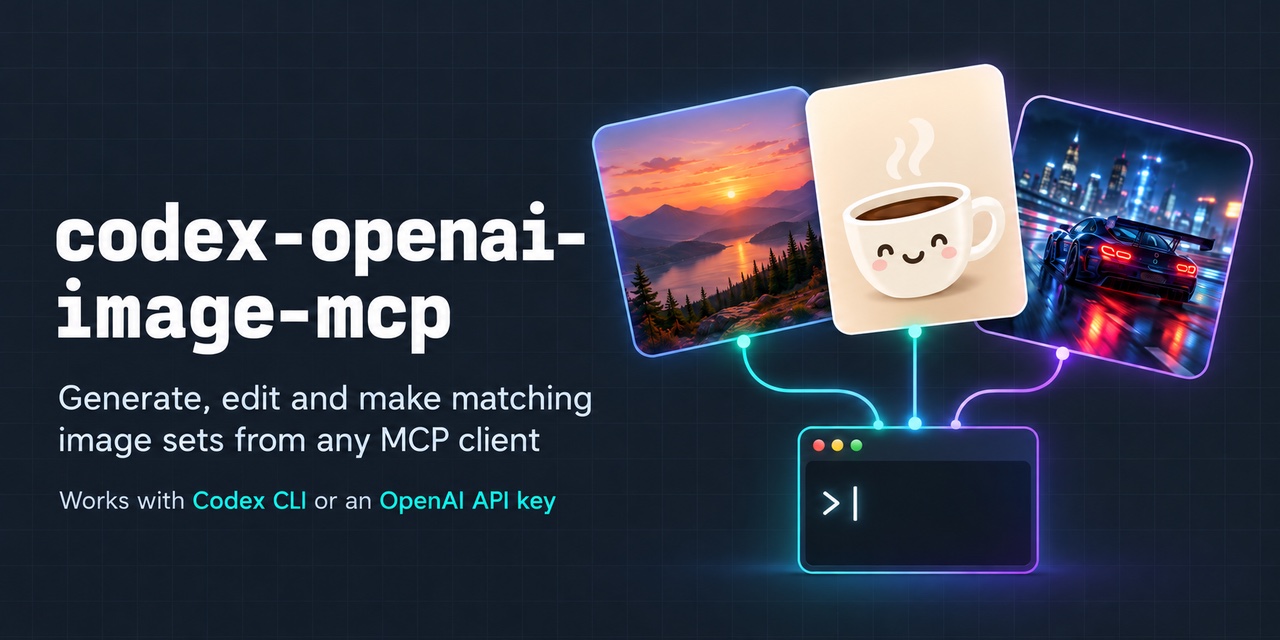codex-openai-image-mcp: generate, edit and make matching image sets from any MCP client. Works with Codex CLI or an OpenAI API key.