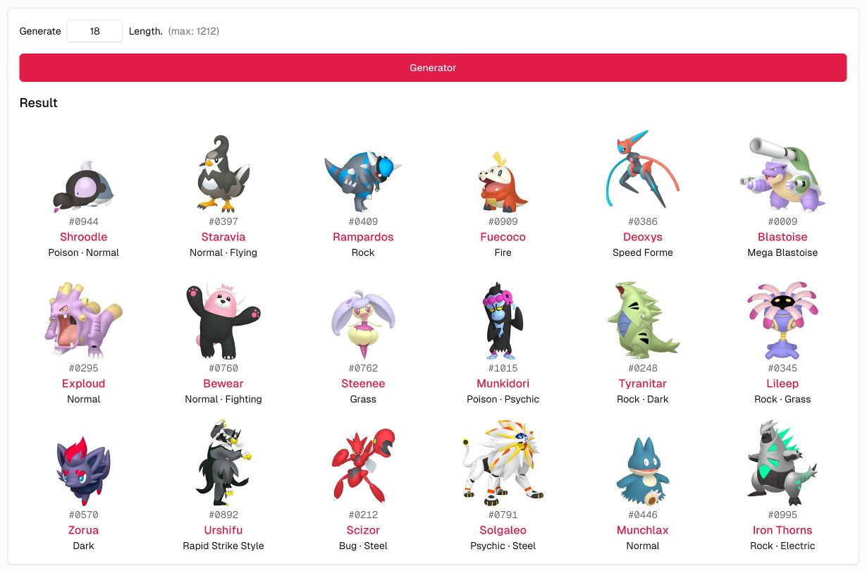 Random Pokémon Generator Preview