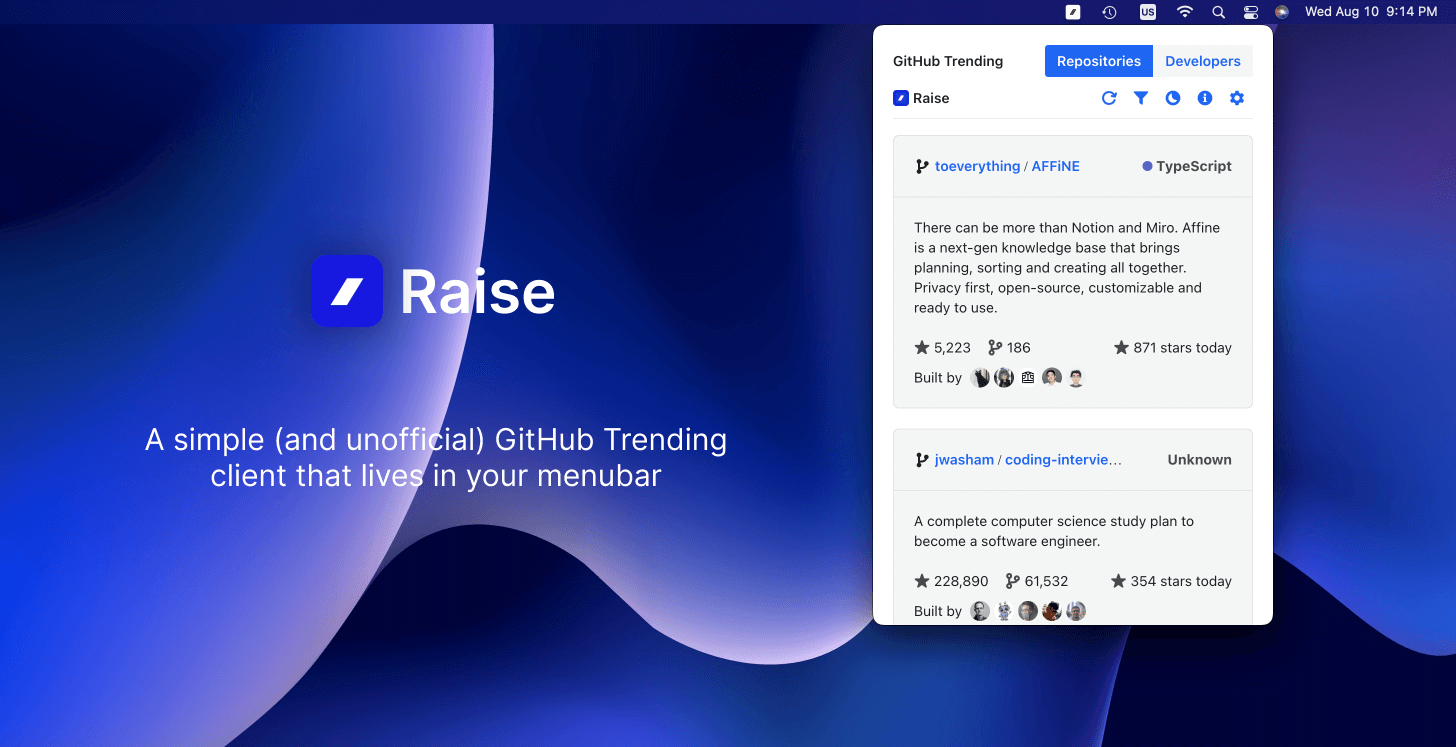 Raise App Screenshots