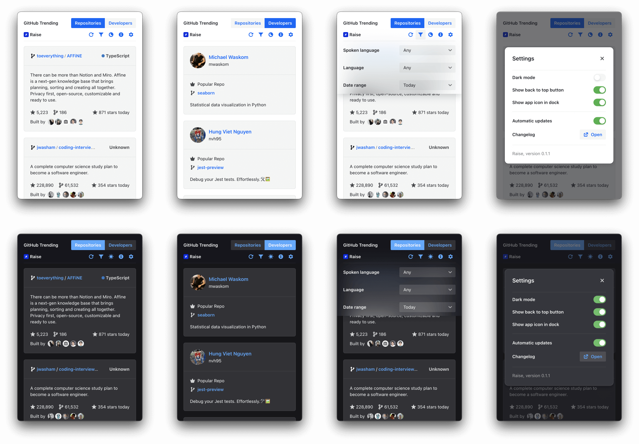 Raise App Screenshots