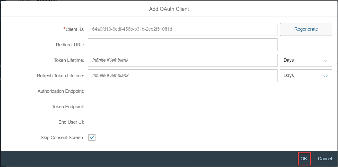 Adding oauth client