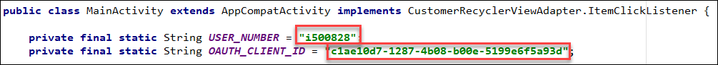 Update the constants at the top of the MainActivity file