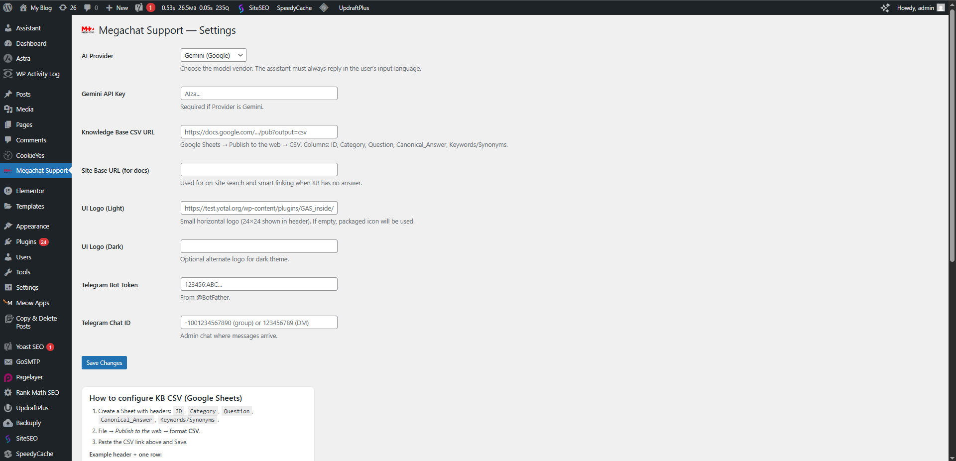 Settings Panel