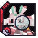 Lurantis with magnifying glass, the Chiselmon logo