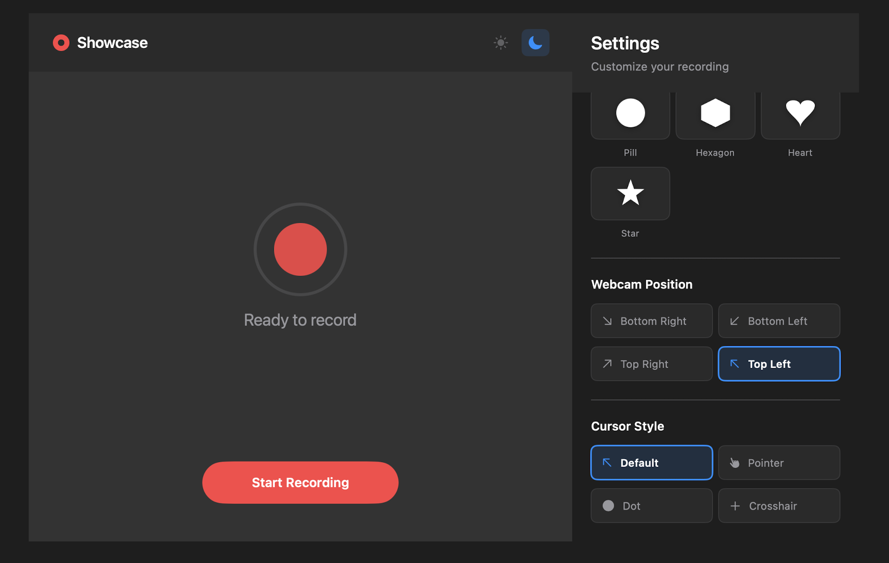 Showcase Dark Mode UI